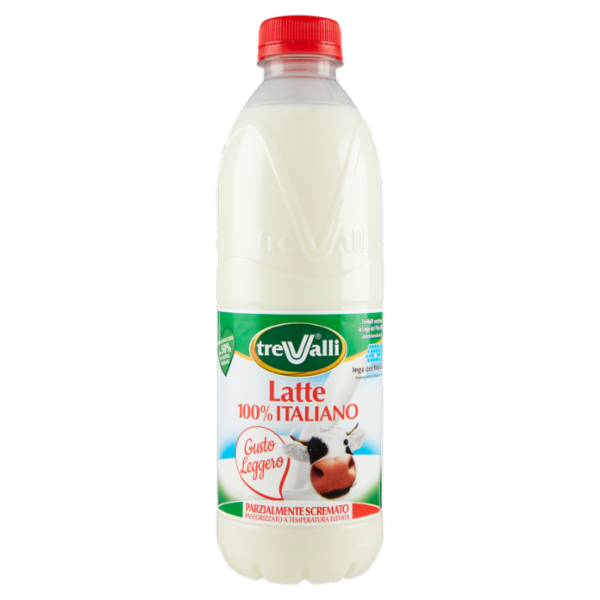 treValli Latte Parzialmente Scremato Pastorizzato a Temperatura Elevata 1000 ml
