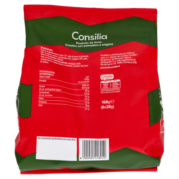 Consilia Mini Crostini con Pomodoro e Origano 6x28 g