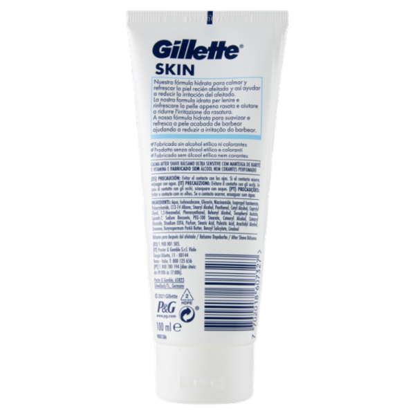 Gillette Balsamo Dopobarba da Uomo Skin Ultra Sensitive con Burro di Karité e Vitamina E, 100 ml