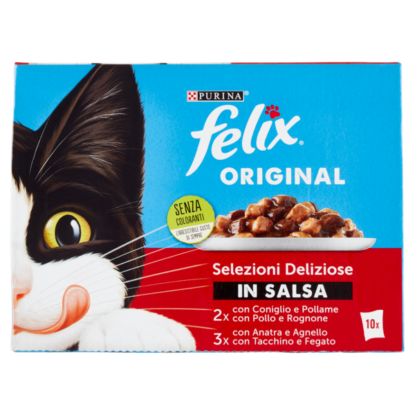 FELIX Original Selezioni Deliziose in Salsa (Coniglio, Pollo, Anatra, Tacchino) 10 x 85 g