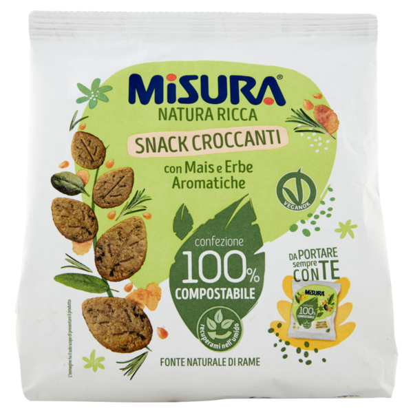 Misura Natura Ricca Snack Croccanti con Mais e Erbe Aromatiche 7 x 32 g