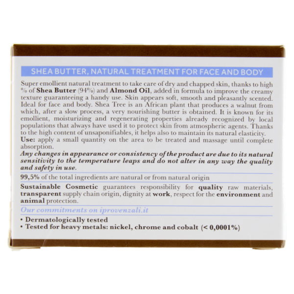 I Provenzali Burro di Karité Trattamento naturale per viso e corpo Pelli Secche e Screpolate 100 ml