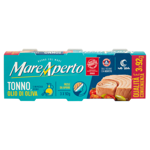 MareAperto Tonno, Olio di Oliva e un Pizzico di Sale 3 x 92 g