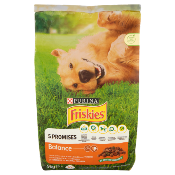 PURINA FRISKIES Cane Balance Con un gustoso mix di Pollo e Manzo con Verdure 9 kg