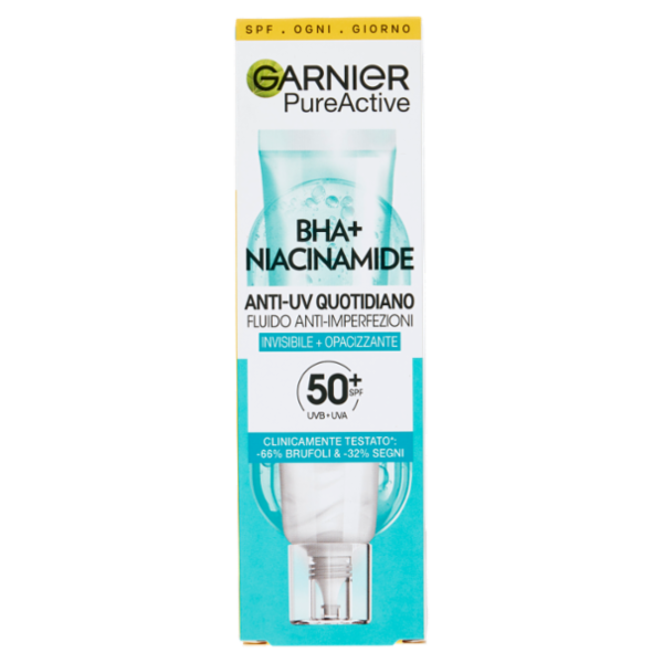 Garnier PureActive Anti-UV Fluido Quotidiano Anti-Imperfezioni, SPF 50+ 40 ml