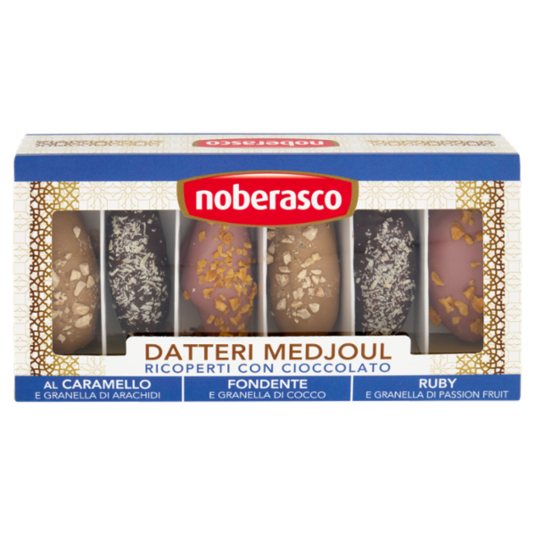 noberasco Datteri Medjoul Ricoperti di Cioccolato al Caramello, Fondente, Ruby 150 g