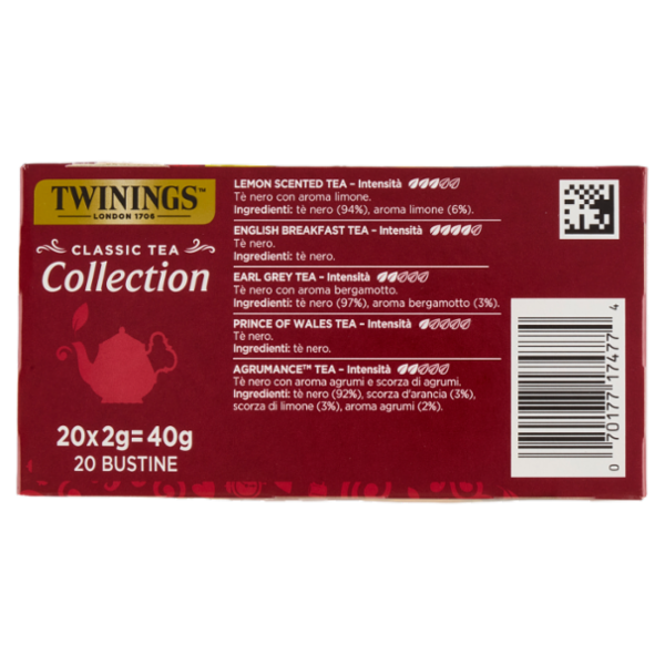 Twinings Tè Classici Collection Confezione assortita con 5 diversi tè neri 20 filtri The 40 g