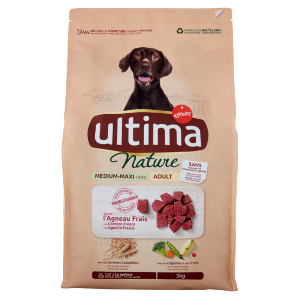Ultima Nature Dog Medium-Maxi +10kg Adult con Agnello Fresco 3 kg