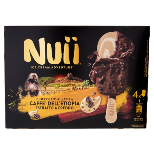 NUII Cioccolato al Latte & Caffè dell'Etiopia estratto a freddo 4x70g