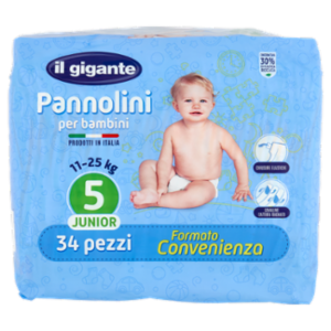 IL GIGANTE Pannolini Per Bambini 11-25 Kg 5 Junior 34 Pz