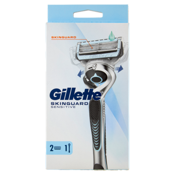Gillette Skinguard Sensitive Rasoio da Uomo, 1 Manico + 2 Lamette