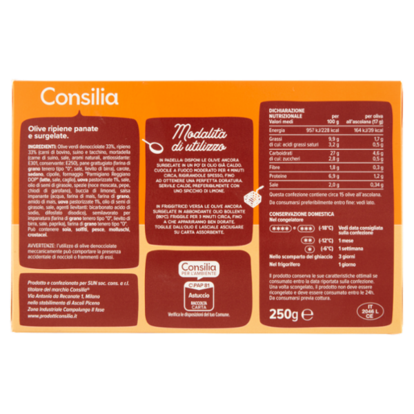 Consilia Olive Ripiene All'Ascolana Surgelate 250 g