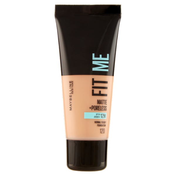 Maybelline New York Fondotinta Fit Me Matte&Poreless, Finish Opacizzante, 120 Classic Ivory 30 ml