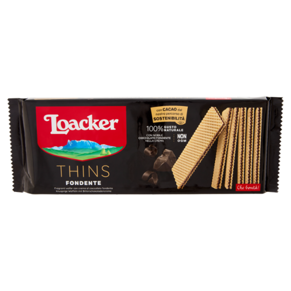 Loacker Thins Fondente Wafer con crema al Cioccolato Fondente wafers 150g