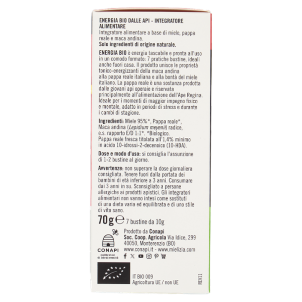 Mielizia Bio Energia Bio dalle Api Integratore Alimentare 7 x 10 g