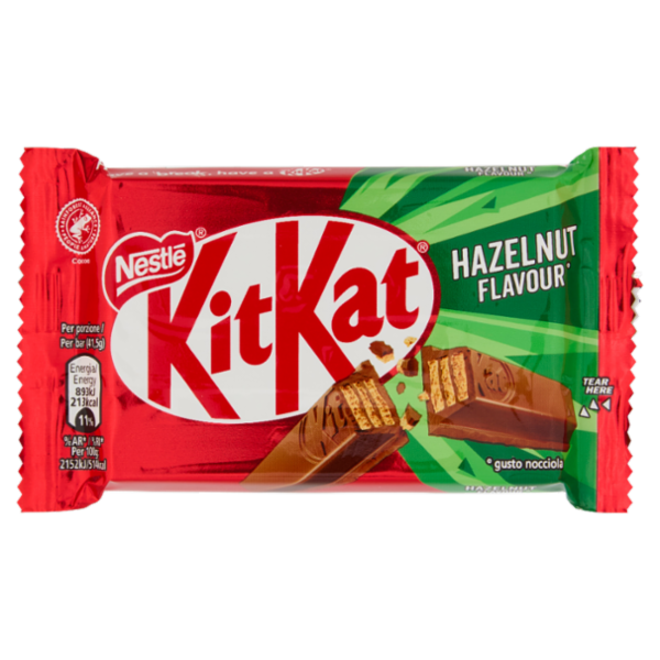 KITKAT Hazelnut Wafer ricoperto di Cioccolato al Latte al gusto Nocciola Snack da 41,5g