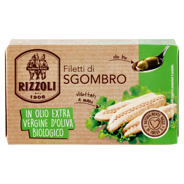 Rizzoli Filetti di Sgombro in Olio Extra Vergine d'Oliva Biologico 90 g
