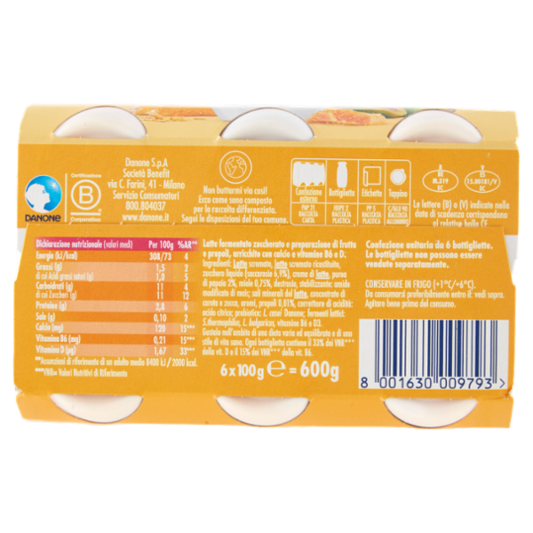 Actimel papaya-propoli e miele 6 x 100 g