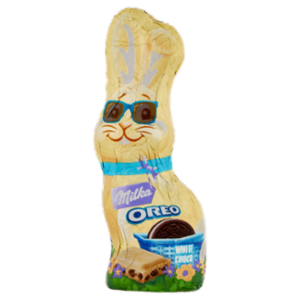 Milka Bunny Oreo Bianco, Coniglietto Cioccolato Bianco e Biscotti Oreo 100g