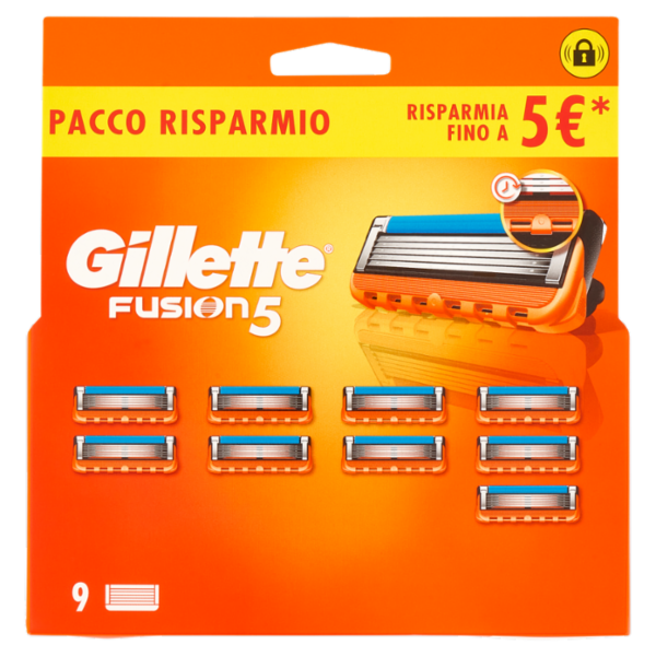 Gillette Fusion5 Lamette di ricambio per Rasoio da Uomo, 9 Ricariche