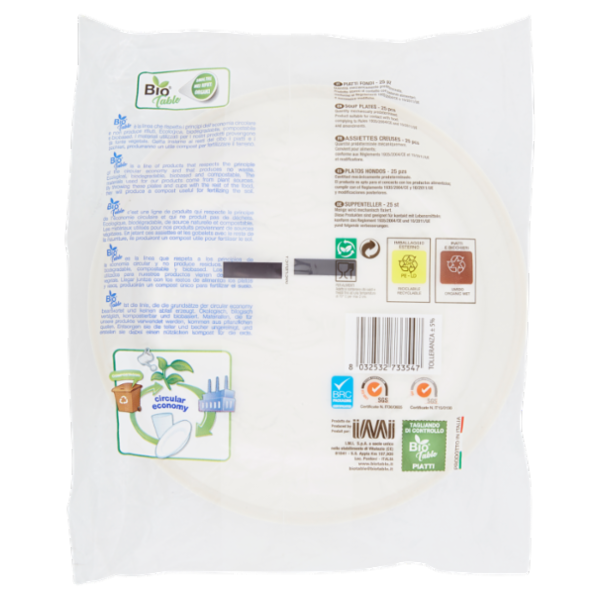 Bio Table Piatti Fondi Compostabili 25 pz