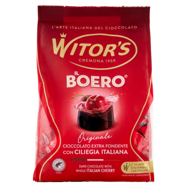 Witor's il Boero Originale Cioccolato Extra Fondente con Ciliegia Italiana 200 g