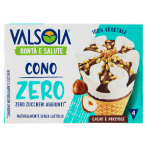 Valsoia Bontà e Salute Cono Zero Zuccheri Aggiunti* Cacao e Nocciole 4 x 75 g