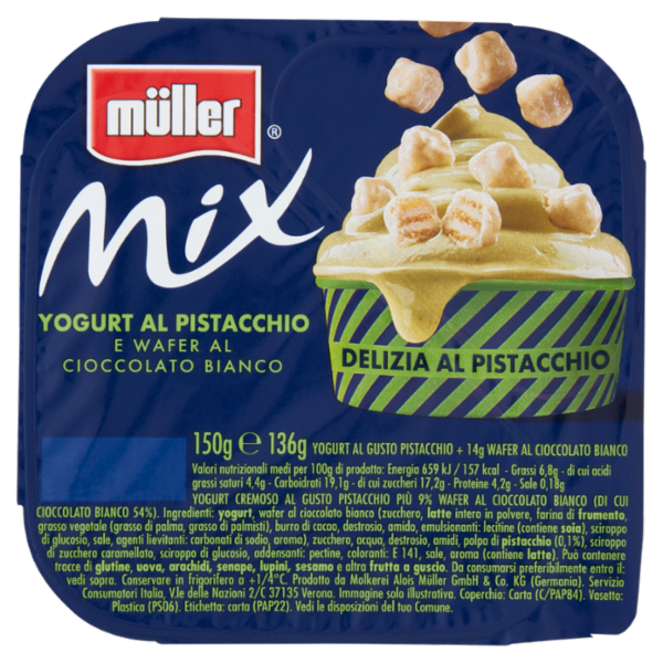 müller Mix Yogurt al Pistacchio e Wafer al Cioccolato Bianco 150 g