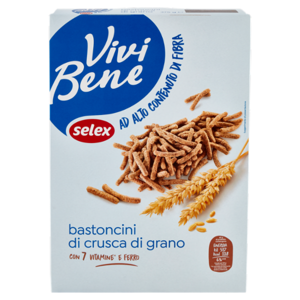 Selex Vivi Bene Bastoncini di Crusca di Frumento ad Alto Contenuto di Fibre 375 g