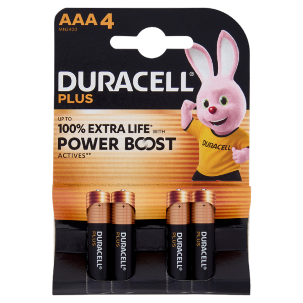 Duracell Plus AAA 4 Mini Stilo / Micro Alcalina 1.5V MN2400 4 pz