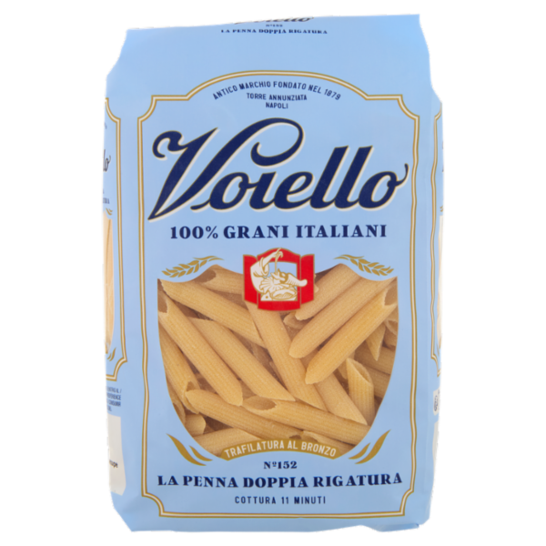 Voiello Pasta La Penna Doppia Rigatura N°152 grani 100% italiani Trafilata bronzo 500g