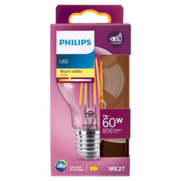 Philips Led goccia filamento 60W E27 2700K