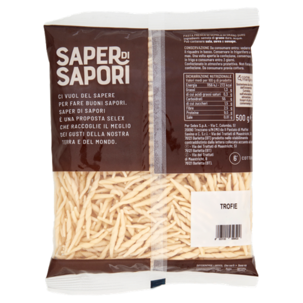 Selex Saper di Sapori Pasta Fresca di Semola Trofie 500 g