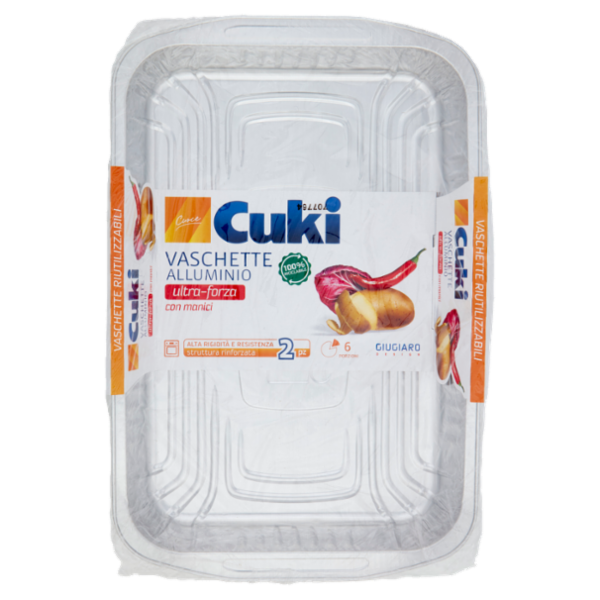 Cuki Cuoce Vaschette Alluminio ultra-forza con manici 6 Porzioni 2 pz