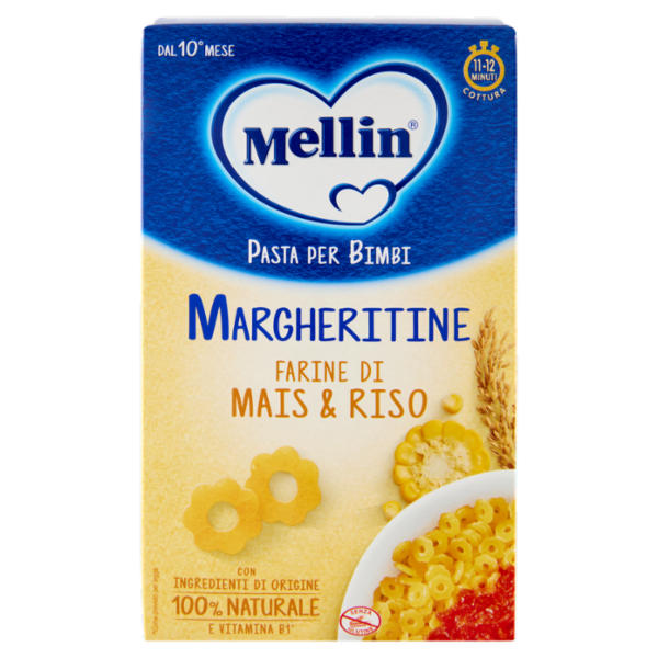 MELLIN Margheritine con Farine di Mais e Riso, Pasta per Bimbi, dal 10° mese, 280g