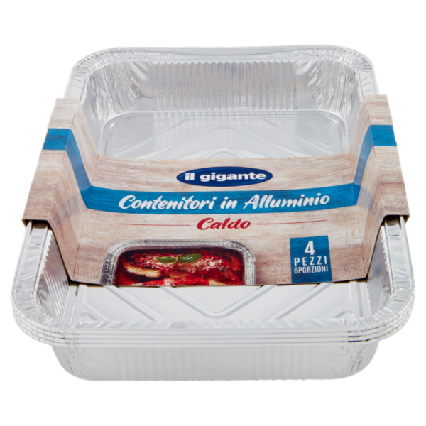 IL GIGANTE Contenitori in Alluminio Caldo 6 Porzioni 4 pz