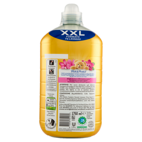 Coccolino Ammorbidente Concentrato Fresh & Protect Sandalo & Caprifoglio 76 Lavaggi 1750 ml