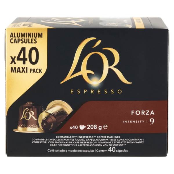 L'Or Espresso Forza 9- 40 Capsule Caffè Compatibili con Macchine Nespresso*® Original 208g