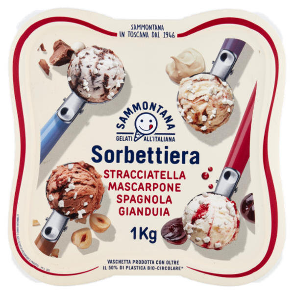 Sammontana Sorbettiera Stracciatella, Mascarpone, Spagnola, Gianduia 1 Kg