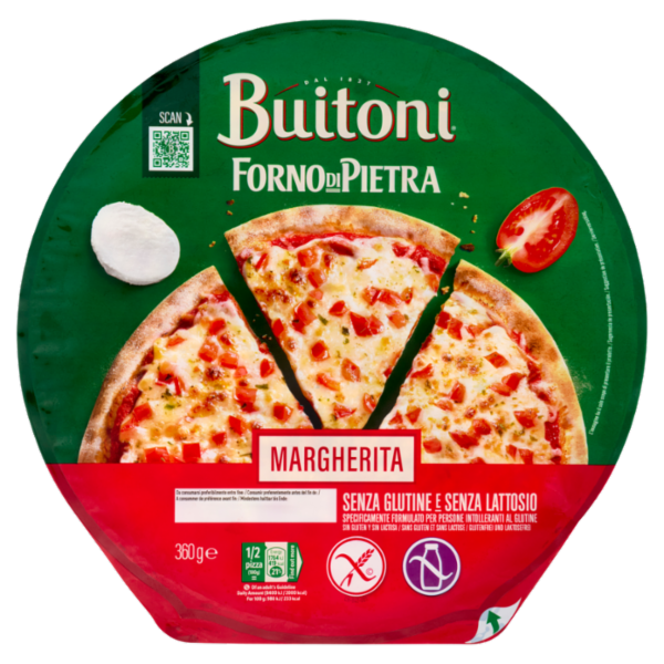 BUITONI Forno di Pietra Margherita Senza Glutine e Senza Lattosio Pizza Surgelata 1 pizza 360g