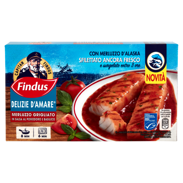 Capitan Findus Delizie D'Amare Merluzzo Grigliato in salsa al pomodoro e basilico 250 g
