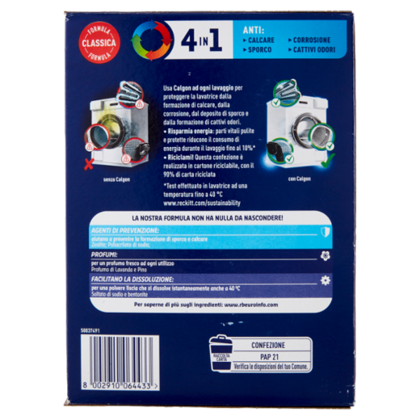 Calgon Original Power Polvere 4in1 Anticalcare lavatrice 900 gr