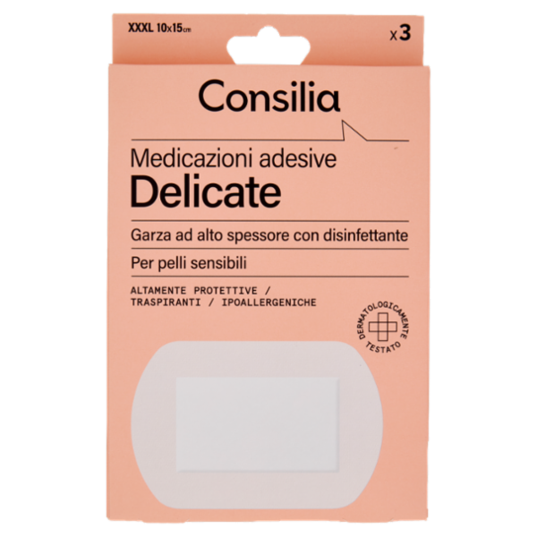 Consilia Medicazioni Adesive Delicate Formato XXXL 10x15cm 3 pezzi