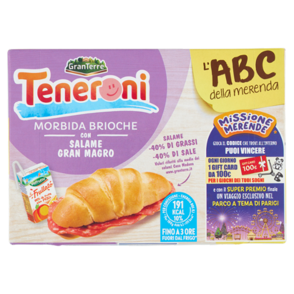 Teneroni l'ABC della merenda Morbida Brioche con Salame Gran Magro