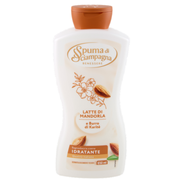 Spuma di Sciampagna Benessere Latte di Mandorla e Burro di Karitè Bagnodoccia crema Idratante 650 ml