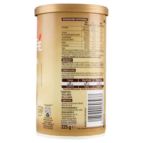 NESCAFÉ Cappuccino Solubile da Zuccherare Barattolo 225g