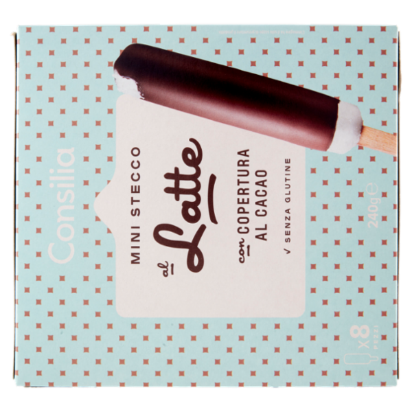 Consilia 8 Ministecchi di Gelato al Latte con Copertura al Cacao 240 g