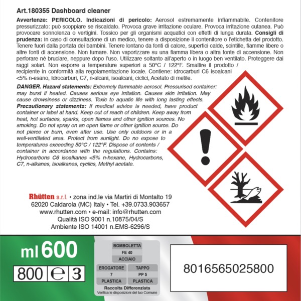 DASHBOARD CLEANER CRUSCOTTI 600ml SPRAY