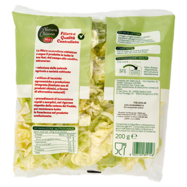 Selex Natura Chiama Cuori di Lattuga Lavati e Pronti per il Consumo 200 g