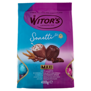Witor's Sonetti Maxi Ovetti Assortiti Di Cioccolato Al Latte Con Cereali e Cioccolato Fondente 400 g